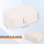 Travel Jewelry Box, PU leather Small Jewelry Organizer For Female Girls, double layer portable mini travel case for storing e