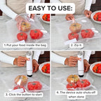 Chef Preserve Compact Vacuum Sealer for Food (Vacuum Sealer Machine + 3 Glass Vacuum Containers + 30 Reusable Vacuum Bags) Po