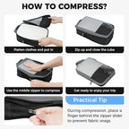 BAGAIL 6 Set Lightweight Compression Packing Cubes with Packing List, Anti-Tearing Expandable Organizer Bags for Travel, Blac