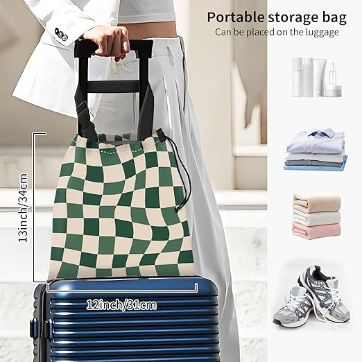 Car Trash Bag Large Hanging Can for Back of Seat, Cute Waterproof Car Garbage Bag for Vehicle, Travelling, Outdoor Cute Abstract Green Checkerboard