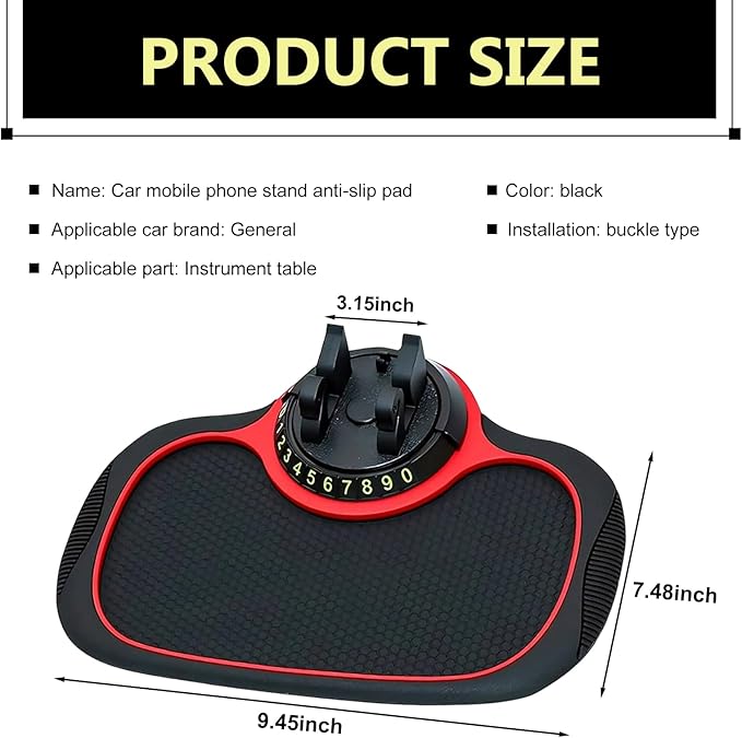 1 PC Multifunctional Car Anti-Slip Mat, PVC Extra Large Pad with Phone Holder, Dashboard Organizer with Temporary Number, Uni