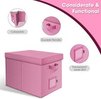 File Organizer Boxes with Lid, Linen Hanging File Storage Boxes with Handle, Collapsible Document Filling Boxes for Letter/Le