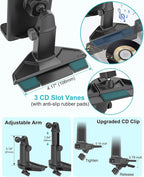 Car Tablet Holder CD Slot, Adjustable Arm CD Player Tablet Mount, 360° Rotation Vehicle CD Insert Clamp for iPad Pro 13 12.9 Mini Air, Galaxy Tab/Z Fold/Z Flip, iPhone, More 4-13" Devices