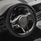 Suede Steering Wheel Cover with Upgraded Silicone Inner Ring, Anti Heat, Breathable, Anti-Slip, Leather Universal 14.5 to 15 