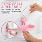 LEVERLOC Soap Dish Holder for Shower Suction Cup Wall Mounted Self Draining NO-Drilling Removable Bar Soap Sponge Holder for 
