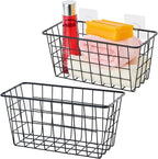 JUNCHU CHERRY 2 Pack Hanging Storage Basket, Bathroom Basket, Household Goods, with Traceless Tape, no Drilling, for Cabinet 