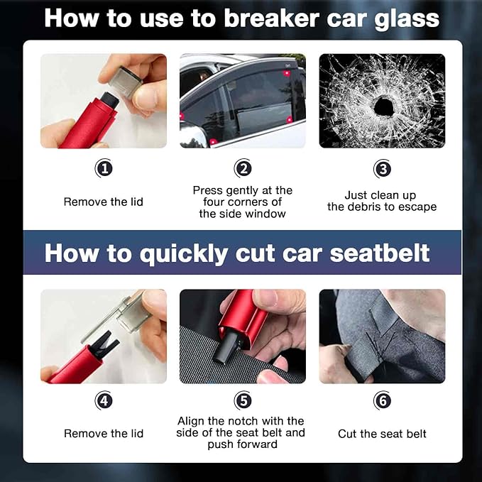 Window Breaker Seatbelt Cutter, Car Window Breaker Tool, Emergency Glass Breaker and Auto Escape Tool，Car Accessories for Wom