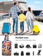 Luggage Tags Built-in Anti-Loss Tracker, Luxury Leather Luggage Tags for Suitcase, Travel Bags, Backpacks, Travel Organizer f