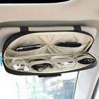 Da by Car Sun Visor Organizer, Multi-Pocket Visor Organizer Storage Pouch for Cars, SUVs & Trucks with Double Zippers, Elastic Bands & Glasses Clip - Organizes Essentials Keep Tidy (Black)