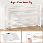 FAVOOSTY 4-Tier Expandable Shoe Rack, Adjustable Shoe Shelf Storage Organizer Space Saving Metal Free Standing Shoe Rack for 