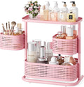 KINGRACK 3 Tier Pink Bathroom Counter Organizer, Rotating Makeup Organizer for Vanity, Perfume & Skincare Standing Shelf, Van