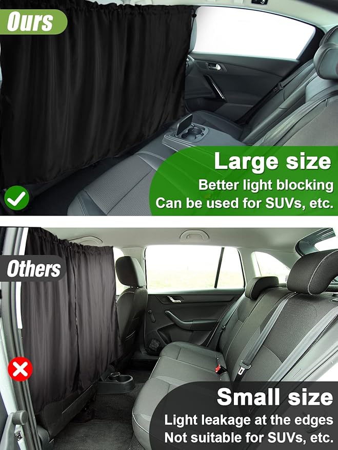 PAMASE Car Divider Curtain - Wide Car Privacy Blackout Shades with Storage Bag for Baby Nap, Removable Sedan SUV Van Sunshade Covers Screen for Car Camping Sleeping Accessories