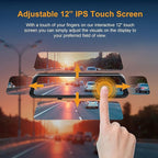 REXING M2 Smart BSD ADAS Dual Mirror Dash CAM 12” IPS Touch Screen, 1080p (Front+Rear),GPS,Stream Media, Parking Monitor, Nig