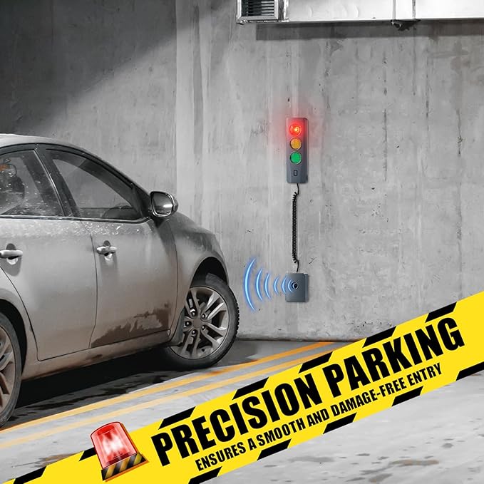 Outus 2 Pcs Advanced Garage Parking Aid with LED Light Garage Parking Sensor with Color Changing Distance Indicator for Car Safe, Set Stop Distance 7.8 ft - Mount Install