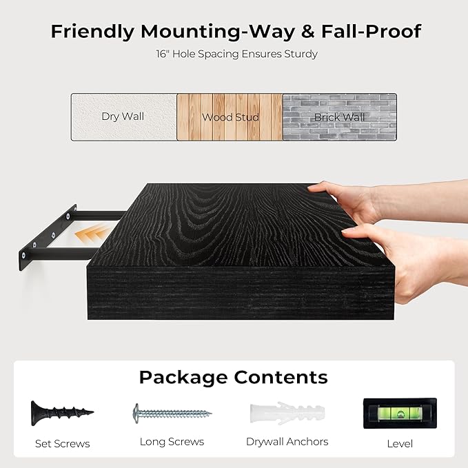 Fun Memories 72 Inch Floating Shelves for Wall, Fireplace Mantel Shelf with Invisible Heavy Duty Bracket, 8 Inch Deep Storage