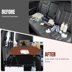 5-in-1 Car Back Seat Organizer and Storage with Extendable Cup Holder, Tissue Holder, Phone Holder, Hanging Hooks, Trash Bin, Back of Seat Car Headrest Organization Accessories for Women Man