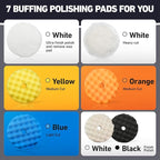 Autolock 5 Inch Buffing Polishing Pads, 7 Pcs 5'' Waffle Foam Buffing Pad, Wool Pad Kit for 5 in Backing Plate, Car Polisher Boat Compounding, Polishing and Waxing