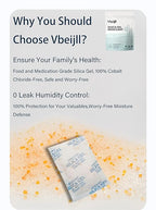 50 Gram (20 Pack) Color-Indicating Silica Gel Packets, Premium Food Grade Desiccant - Rechargeable Moisture Absorbers for
