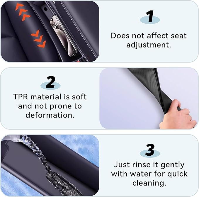 2PCS Car Seat Gap Filler, Anti-Drop Vehicle Console Crevice Blocker with 2 Storage Areas, Seat Side Seam Organizer Plug from Droping, Universal Automotive Interior Accessories(Red)