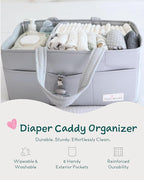 Lily Miles Diaper Caddy Organizer with 8 Pockets, Wipeable Baby Caddy Basket for Diapers and Wipes, Baby Registry Favorites, 