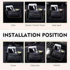 Car Seat Side Pocket Organizer, PU Leather Mini Auto Seat Storage Bag, Pen Phone Holder Tray Pouch Vehicle Seats Gap Filler, Universal Organize for Documents Registration Notepad