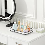 Dobbyby Vanity Tray Makeup Organizer Cosmetics Storage Bathroom Skincare Organizer Countertop Display Rack in Dresser Stainle
