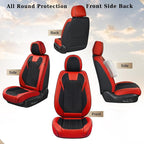 Coverado Seat Covers Full Set, 5 Seats Car Seat Cover Winter, Front and Back Seat Covers for Cars, Breathable Faux Leather Ca