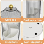 YOOLENS Makeup Brush Holder with Lid 360 Rotating Clear Dustproof Make Up Organizers for Vanity Bathroom Countertop, Gray