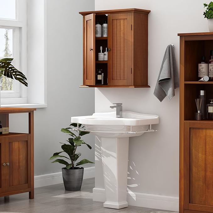 ChooChoo Bathroom Wall Cabinet, Over The Toilet Space Saver Storage Cabinet, Medicine Cabinet with 2 Door and Adjustable Shel