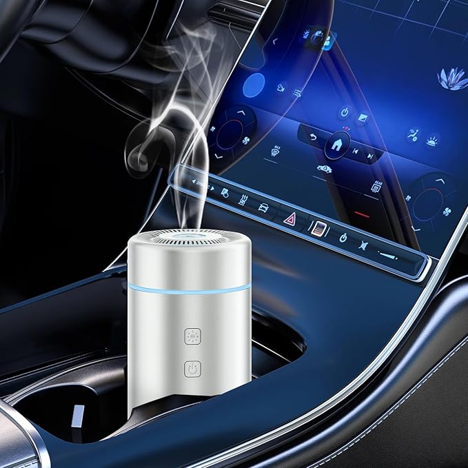 100ML Car Essential Oil Diffuser, Rechargeable Battery Powered, Cordless Portable Aromatherapy Humidifier with 7 LED Color Li