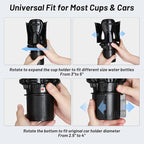 Car Cup Holder Expander, Cup Holder Insert Adapter with Expandable Arm and Adjustable Base,Fits Car, Truck, RV, SUV 12-64 oz 