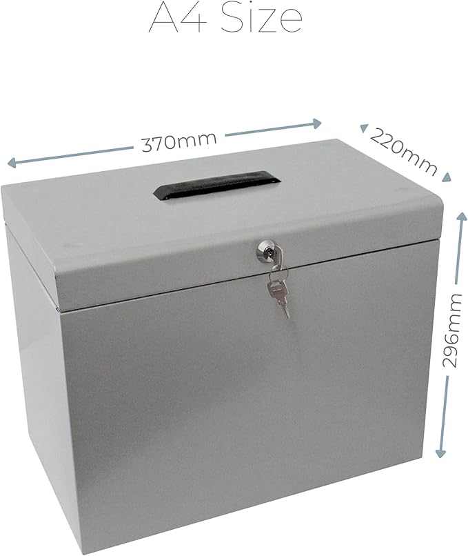 Cathedral Products A4 Steel File Box with Starter Pack of 5 Suspension Files - Grey