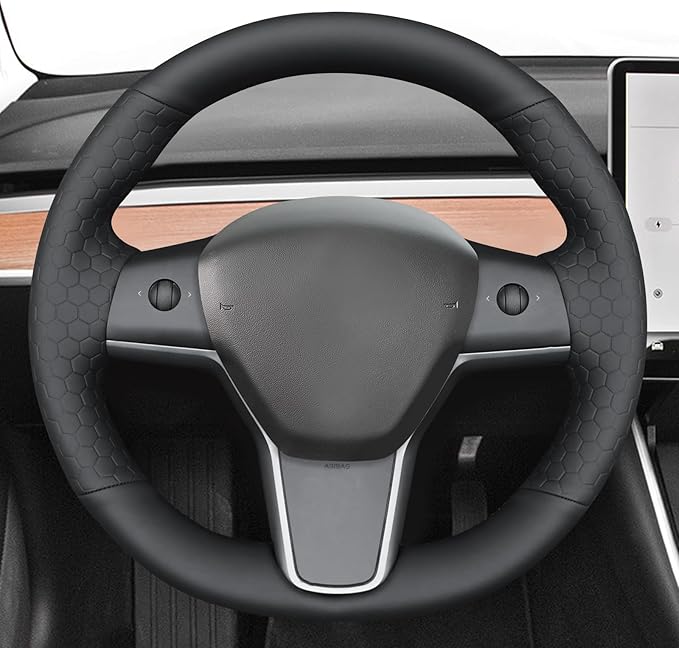MEWANT Hand Stitched Steering Wheel Cover for Tesla Model 3 2017-2023 / Model Y 2020-2023 for Tesla Model 3/Y Accessories