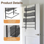 VyGrow Over the Door Storage Organizer with 3 Tier Mesh Baskets 2 Hanging Rods, 2 Mounting Options, Heavy Duty Clothes Hanger