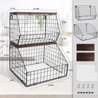 Mefirt Fruit Basket, Stackable Wall Mounted Fruit Baskets, Potato Baskets Onion Storage for Kitchen, Hanging Wire Basket with