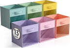 Sorbus 13 Inch Storage Bins with Clear Window - 6 Foldable Baskets for Organizing Clothes, Toys, Books - Sturdy Collapsible F