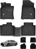 3W Floor Mats (with Carpets) Fit Lexus ES (2019-2024 ES350/ES300h & 2025 ES300h/ES Hybrid), TPE All Weather Custom Fit Floor Liner for Lexus ES 1st and 2nd Row Full Set Car Mats, Black