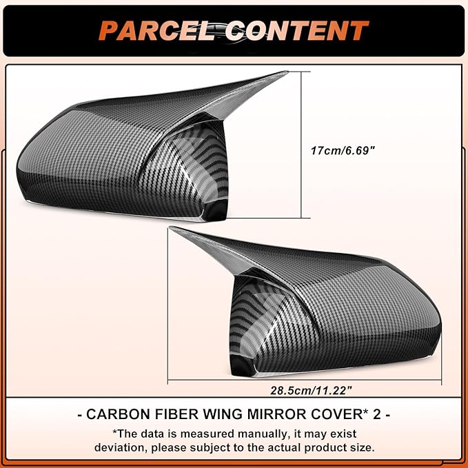 ACLONG Carbon Fiber Mirror Cover Caps Fit for Toyota Camry 2018 2019 2020 2021 2022 2023 2024 2025- Rearview Side Mirror Covers-Ox Horn Design, Left Driver Side & Right Passenger Side,1 Pair