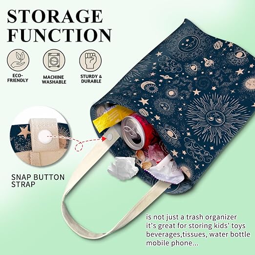 Car Trash Can, Cute Car Trash Bag, Hanging Car Organizer and Storage Bag, Trash Bin for Car Accessories, Vehicle, Travelling, Camping Cute Universe