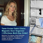 Magnetic Cruise Door Organizer – 13-Pocket Hanging Storage with 2 Large Shoe Pockets, No Hook Needed, Includes 3 Bonus Hooks,