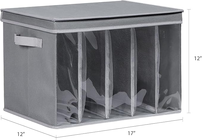 Zilink Upgraded Sweater Storage for Closet with Lids and Support Boards Large Sweater Organizer for Closet with 5 Grids Divid