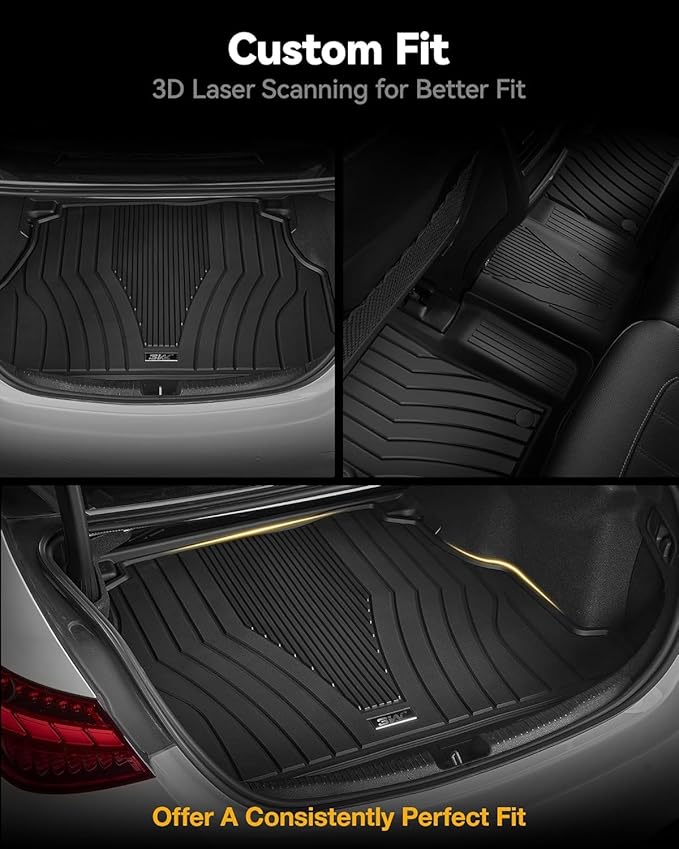3W Floor Mats & Cargo Liner for Benz GLE 2020-2026 350/450/580/53 AMG/63 AMG S(Fit 5 Seats, Not for Coupe/W167/Hybrid), TPE All Weather Custom Fit Floor Liner & Trunk Mats Car Mats