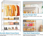 Ulif H4 Portable Closets, 4-Tier Metal Clothes Garment Rack for Bedroom and Cloakroom, Clothing Closet Storage and Organizer 