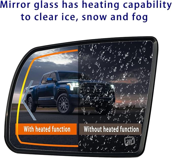 Driver Side Heated Mirror Glass Replacement For 2008-2017 Toyota Sequoia 2007-2020 Toyota Tundra - for Tundra Sequoia Side Mirror With Rear Holder and Turn Signal