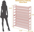 Large Shoe Rack 8 Tier Shoe Organizer, Heavy Duty Metal 4-Tier Stackable Shoe Storage Vertical Shoe Rack for Closet Front Doo