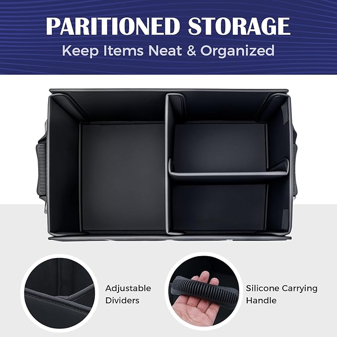 Coverado Car Trunk Organizer - 70L Nappa Leather Trunk Organizer for SUV with Lid, Multi Collapsible Car Storage Organizer Fold