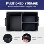 Coverado Car Trunk Organizer - 70L Nappa Leather Trunk Organizer for SUV with Lid, Multi Collapsible Car Storage Organizer Fold