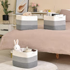 ICERZCZ Storage Baskets for Organizing Shelves, Woven Cotton Rope Baskets for Storage Books Towels Toys, Organizing Baskets, 
