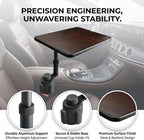 Car Desk for Laptop,360° Rotating Cup Holder Table,Walnut-Colored Wooden Car Laptop Mount,Adjustment Car Desk&Car Table Tray Compatible with Tesla Model 3/Y/S&Most Vehicles
