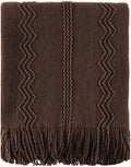 BATTILO HOME Brown Throw Blanket for Couch, Chocolate Knit Decorative Boho Throw for Home, Bed, 50"x60"